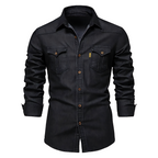 Roy - Denim Work Shirt in Black