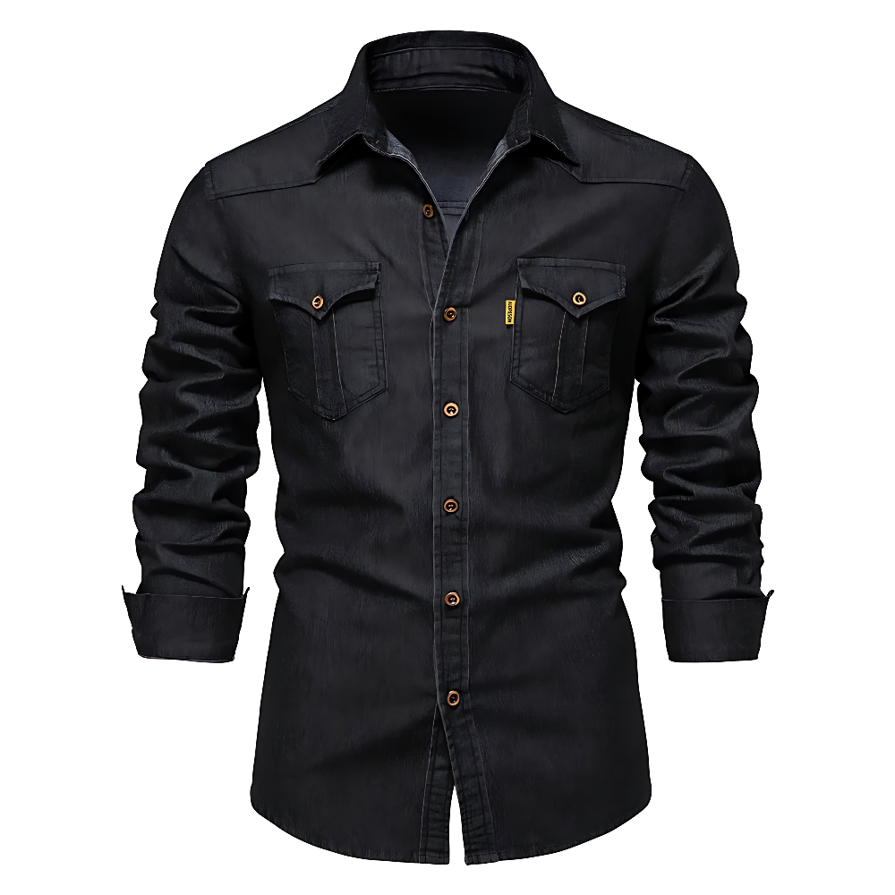 Roy - Denim Work Shirt in Black