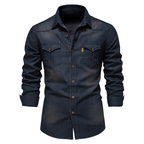 Roy - Denim Work Shirt in Dark Blue