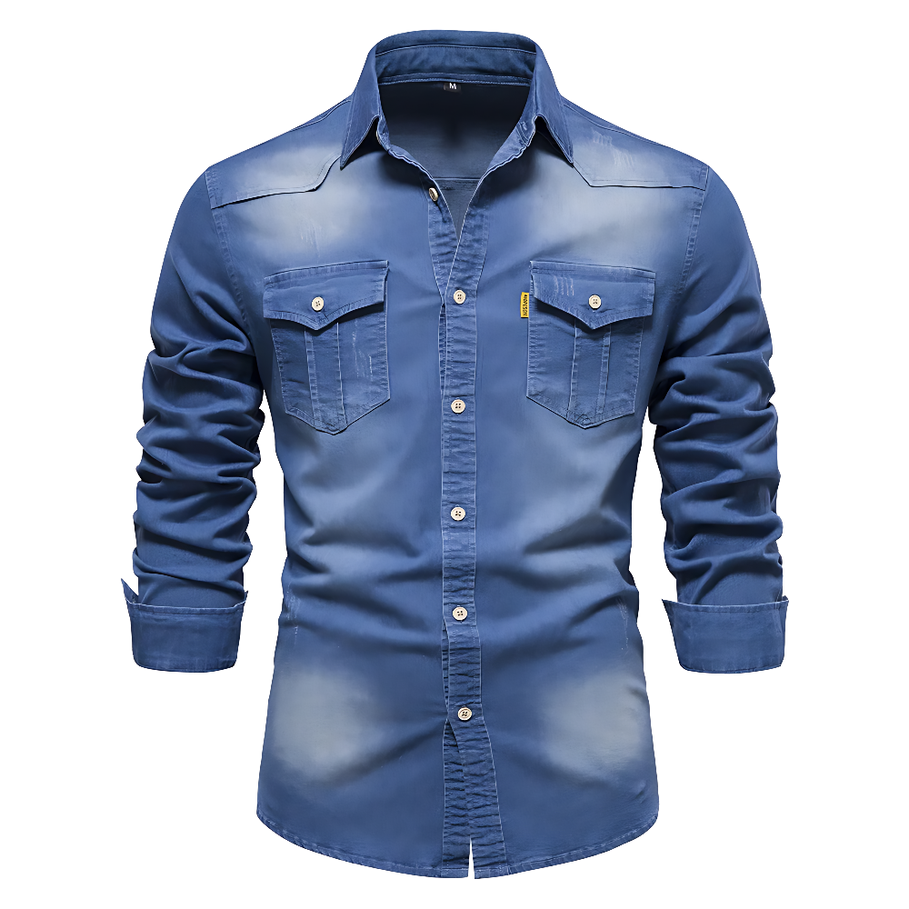 Roy - Denim Work Shirt in Blue