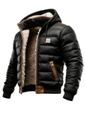 Sam - Sherpa-Lined Hooded Puffer Jacket in Black