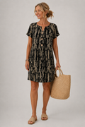 Santorini - Printed Short-Sleeve A-Line Dress