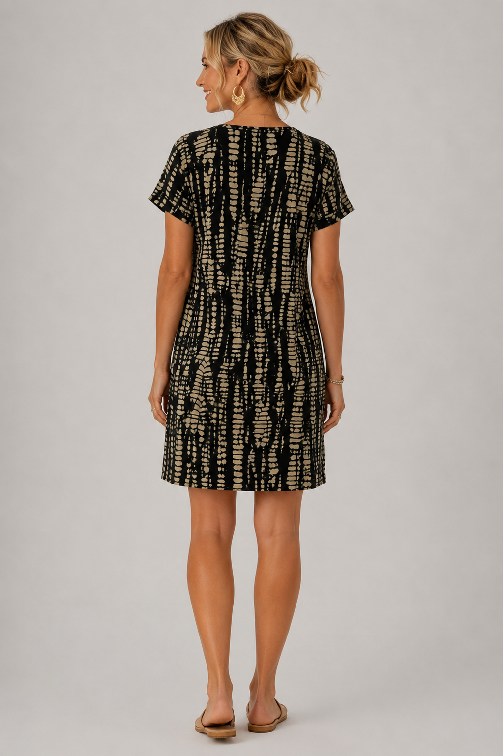 Santorini - Printed Short-Sleeve A-Line Dress