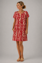 Santorini - Printed Short-Sleeve A-Line Dress