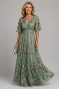 Selora - Floral Flutter Sleeve Maxi Dress