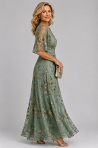 Selora - Floral Flutter Sleeve Maxi Dress