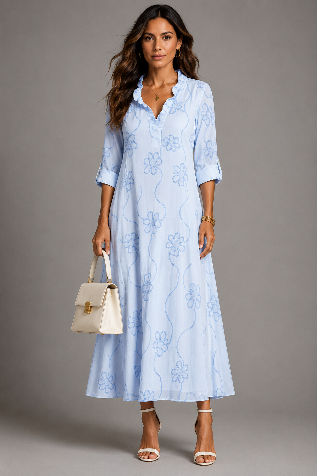 Sienna - Floral V-Neck Midi Dress