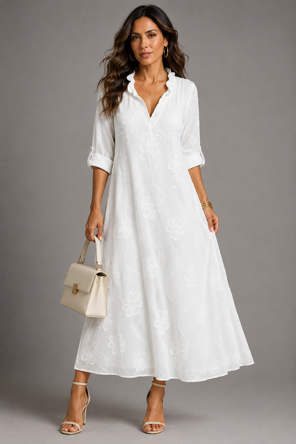 Sienna - Floral V-Neck Midi Dress
