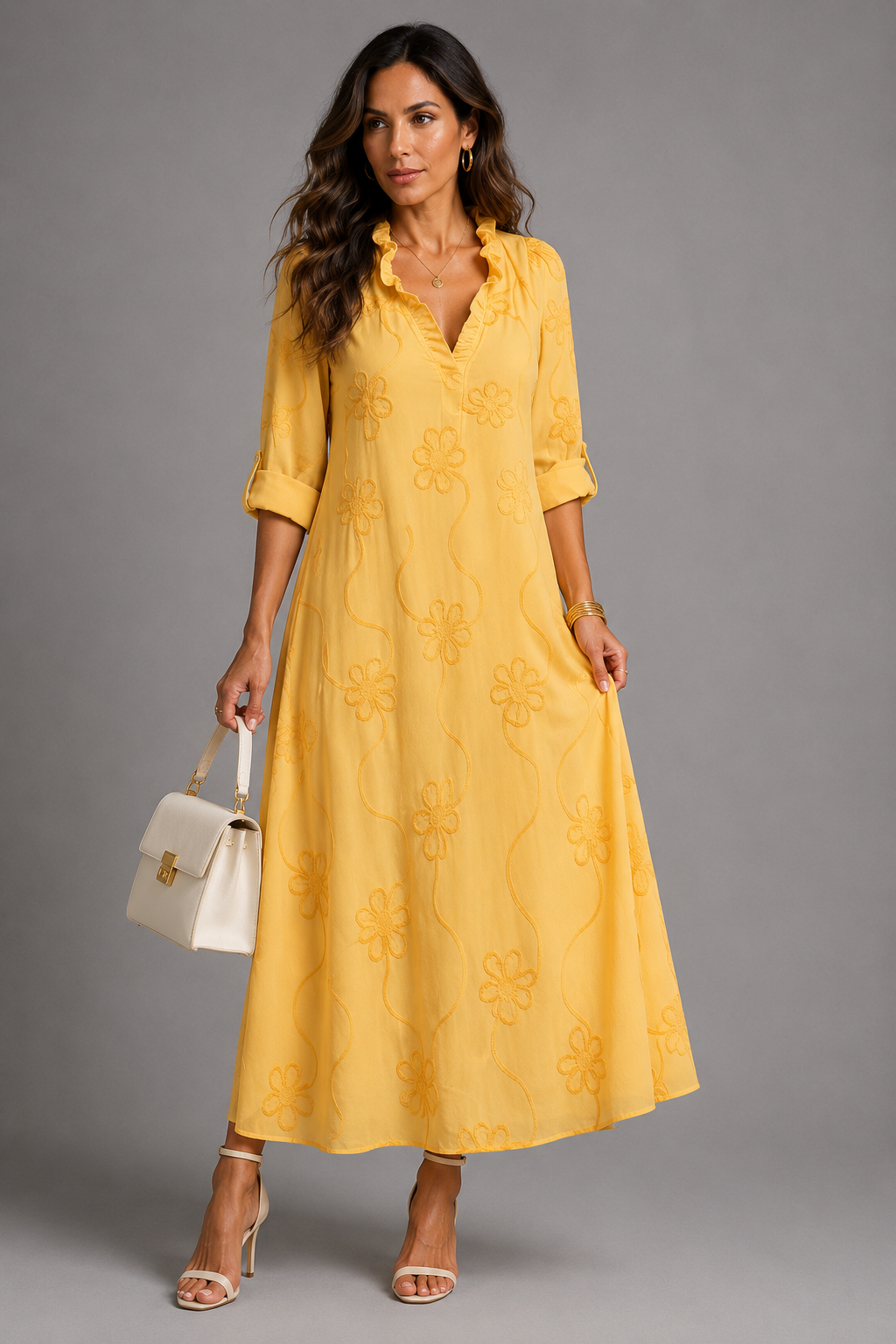 Sienna - Floral V-Neck Midi Dress