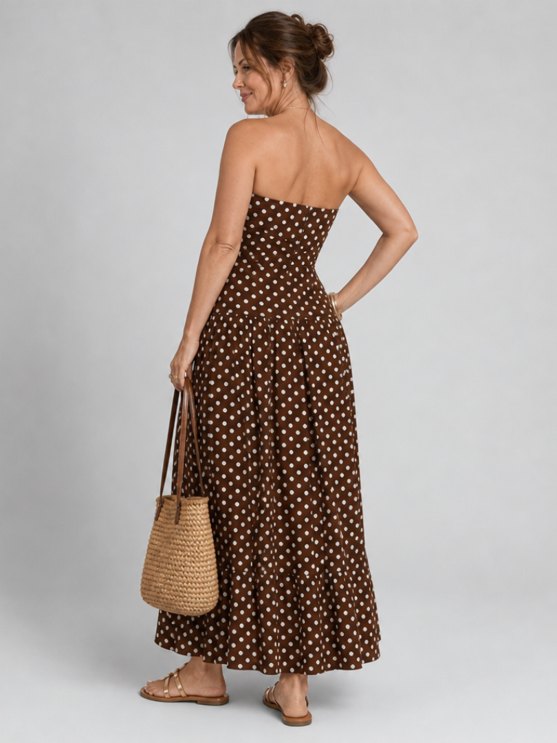 Sorien - Polka Dot Strapless Maxi Dress