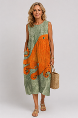 Tess - Octopus Print Sleeveless Midi Dress