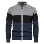 Vern - Colorblock Full-Zip Cardigan in Gray