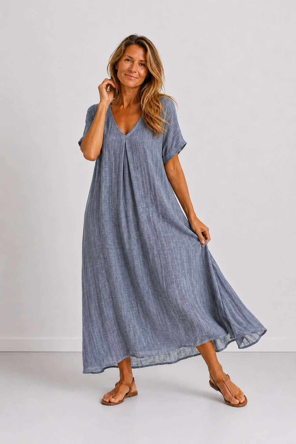 Violet - Flowy V-Neck Maxi Dress