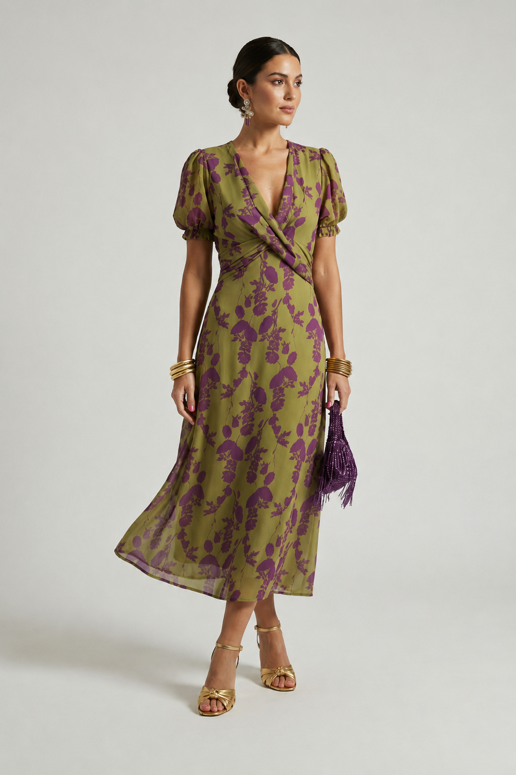 Virel - Floral Wrap Midi Dress