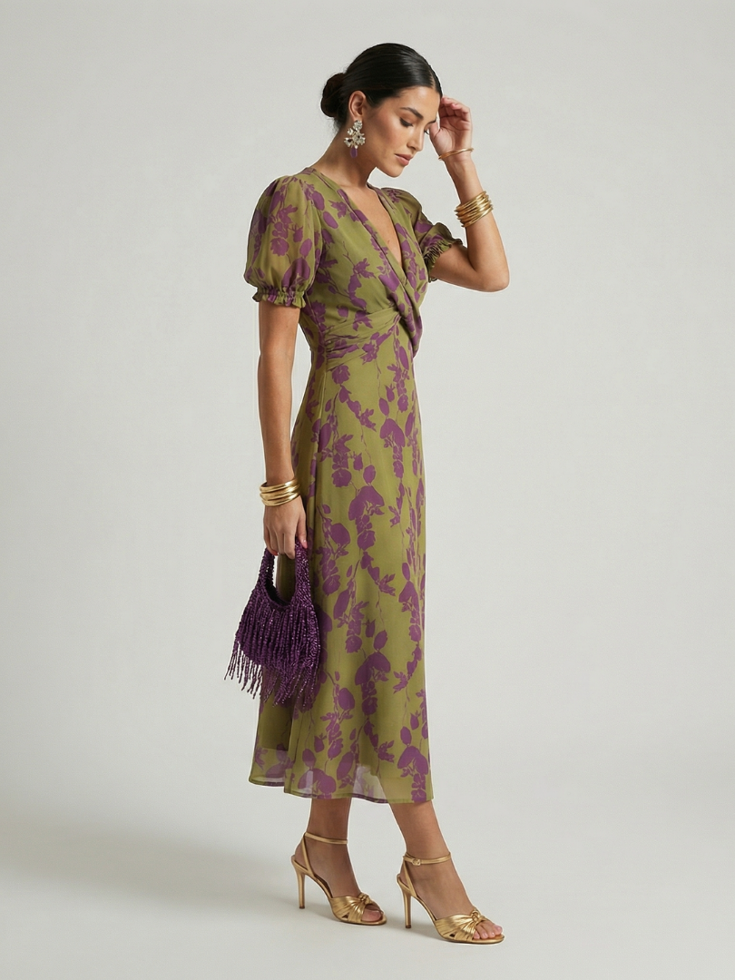 Virel - Floral Wrap Midi Dress