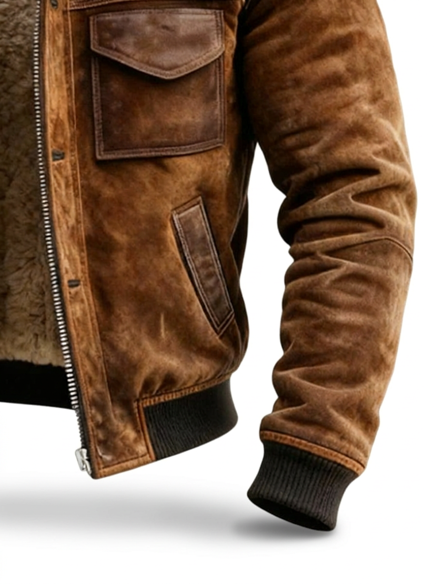 Wade - Sherpa-Lined Vegan Leather Trucker Jacket