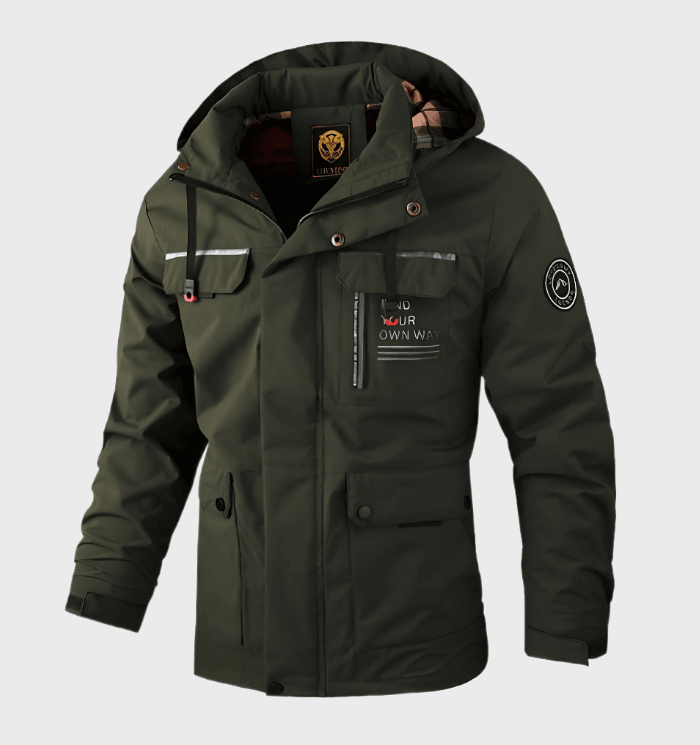 Walker - Hooded Multi-Pocket Jacket in Army Green