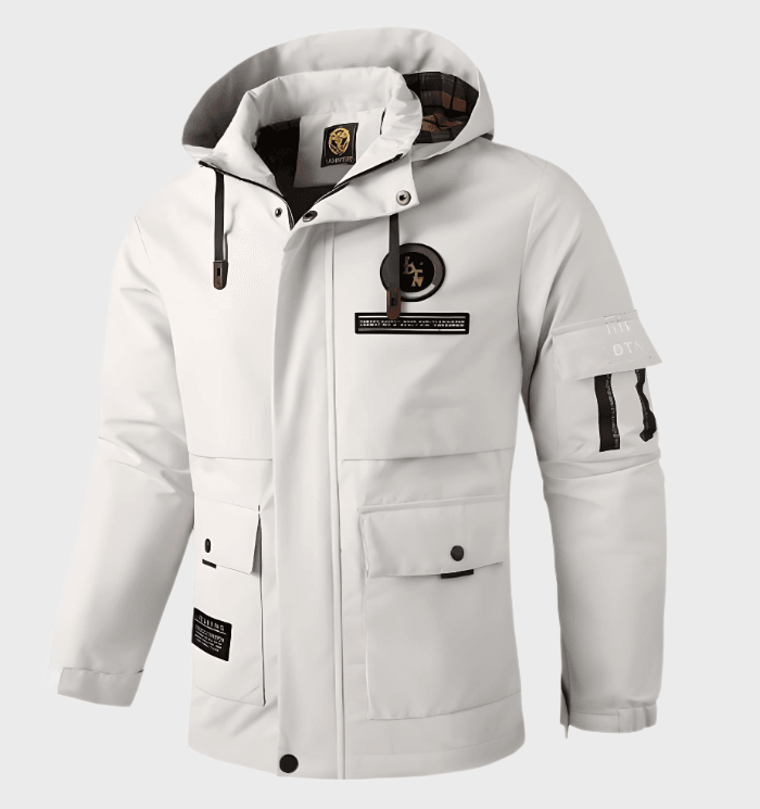 Walker - Hooded Multi-Pocket Jacket in White (Style B)