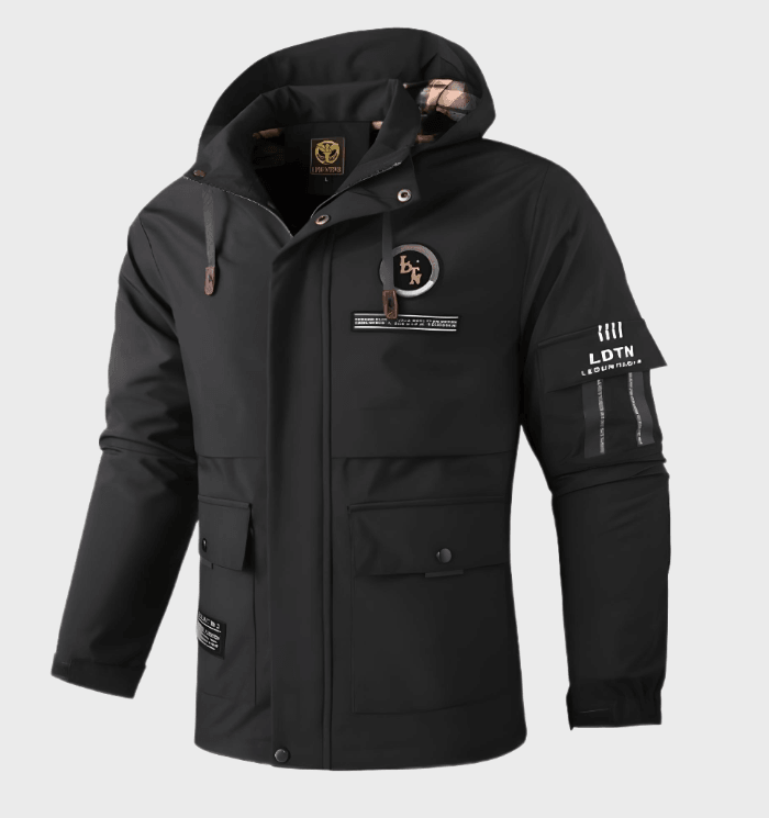 Walker - Hooded Multi-Pocket Jacket in Black (Style B)