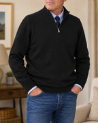 Warren classic quarter-zip sweater in Black