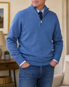 Warren classic quarter-zip sweater in Blue