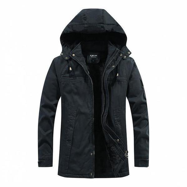 Wyatt - Hooded Utility Jacket in Black
