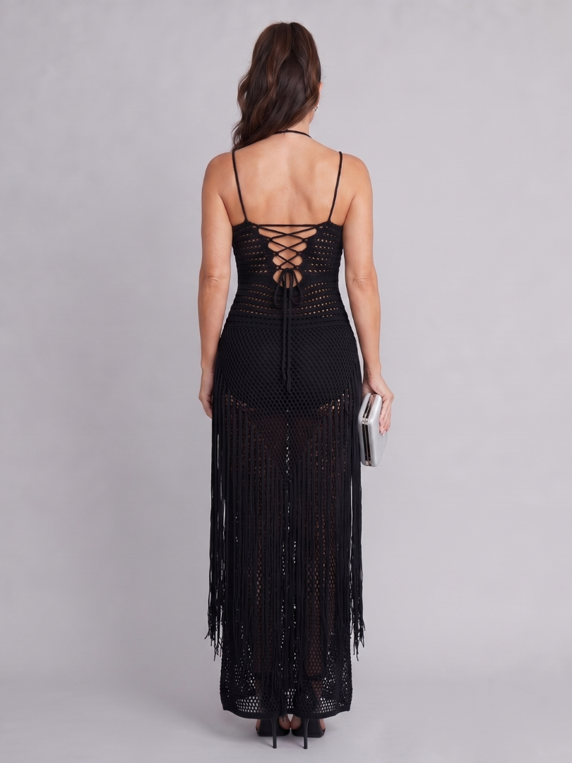 Zephyra - Crochet Halter Maxi Dress